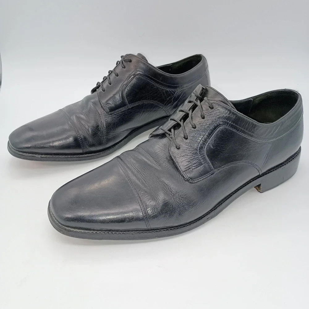 Cole Haan City Mens Black Leather Cap Toe Derby Dress Shoes 13 M C01630 Oxford
